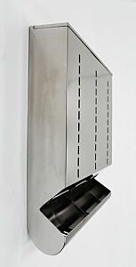 Dispenser; Glove, 304 or 316 Stainless Steel, 24"W x 8"D x 39"H, 3 Compartments, With Catch Basin, Wall Mount