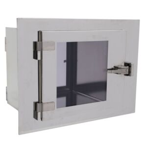 Pass-Through; CleanMount® CleanSeam™, 12" W x 12" D x 12" H ID, Center Wall Mount, 304 or 316 Stainless Steel