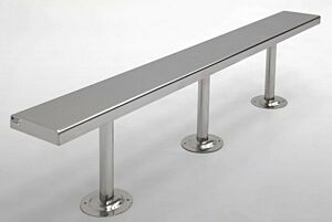 BioSafe® Gowning Bench; 304 Stainless Steel, Solid Top, 72"W x 9"D x 18"H, Floor Mounted, Cylindrical Base