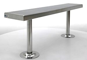BioSafe® Gowning Bench; 304 Stainless Steel, Solid Top, 36"W x 9"D x 18"H, Floor Mounted, Cylindrical Base