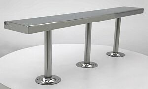 BioSafe® Gowning Bench; 304 Stainless Steel, Solid Top, 60"W x 9"D x 18"H, Floor Mounted, Cylindrical Base