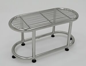 Gowning Bench; 304 Stainless Steel, Tubular Top, 36"W x 16"D x 18"H, Free Standing, Cylindrical Tube