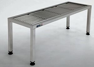 Gowning Bench; 304 Stainless Steel, Tubular Top, 60"W x 16"D x 18"H, Free Standing, Integrated Bootie Rack
