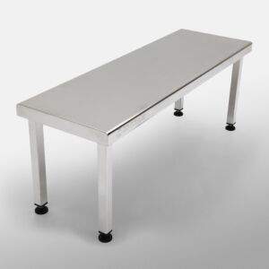 Gowning Bench; 304 Stainless Steel, Solid Top, 60" W x 15.5" D x 18" H, Free Standing, Square Tube