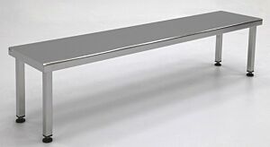 Gowning Bench; 304 Stainless Steel, Solid Top, 84" W x 15.5" D x 18" H, Free Standing, Square Tube