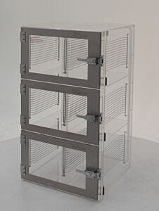 Desiccator, Kit Storage; Acrylic, 3 Chambers, 18.25" W x 18.5" D x 32.5" H, Kiticcator, Series 100
