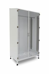 Garment Cabinet; 304 SS, SDPVC Windows, No Overhead Storage, 40"W x 26.5"D x 79.3"H, Hanger Rod and Shelves