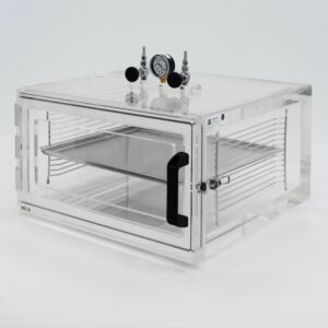 Vacuum Desiccator; Adjust-A-Shelf™, Acrylic, 16.875" W x 17.5" D x 8" H ID, 1" Thk, Front Swinging Lid