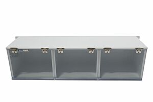 Wall-Mount Cabinet; Polypropylene, 49" W x 12.5" D x 12.5" H, Compartments: 3 Chambers, Chamber Height: 12", Non-Locking