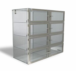 Desiccator; Wafer Box, for 200 mm Wafers, Static-Dissipative PVC, 8 Chambers, 54.125" W x 24.5" D x 48.375" H