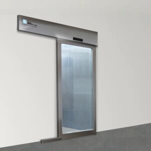 Door; Automatic Left Sliding, External Mount, 46" W x 80" H, 304 Stainless Steel Frame, Tempered Glass Window, Full View
