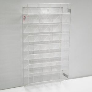 Safety Glasses Holder; ValuLine™ Acrylic, 13" W x 5.75" D x 26.375" H, 32 Compartments, Wall Mount
