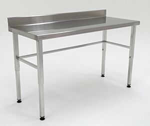 Work Station; 304 Stainless Steel, Solid with Backsplash Top, 60" W x 24" D x 34" H, Fixed Base
