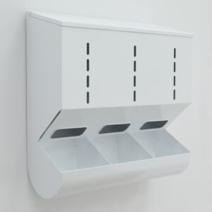 Glove Dispenser, PC-SS, 24" W x 8" D x 24" H, 3 Compartments, With Catch Basin, Wall Mount