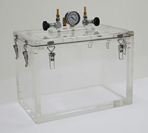 Vacuum Chamber; Benchtop, Acrylic, 12" W x 12" D x 12" H ID x 1"Thk, Removable Top Lid