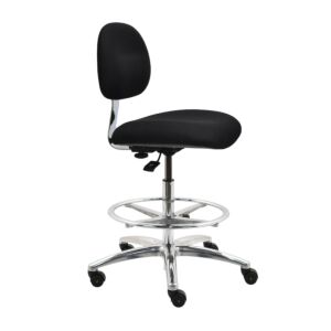 Chair; ISO 8, ESD Conductive Fabric, Black, 24" - 34", With Footring, AL10-FC-BLACK-452, Industrial Seating, Inc.