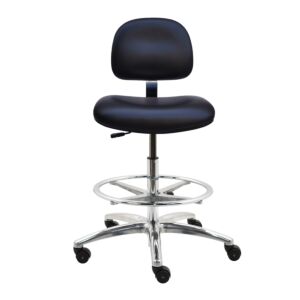 Chair; ISO 8, ESD Conductive Vinyl, Black, 24" - 34", With Footring, AL10-VCC-BLACK-451, Industrial Seating, Inc.