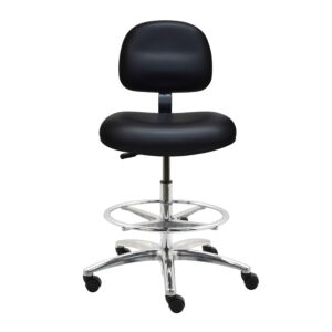 Chair; ISO 8, Vinyl, Black, 24" - 34", With Footring, AL10-VCR-BLACK-251, Industrial Seating, Inc.