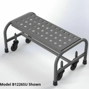 B1226SU+ Roll-EZY One-Step Industrial Rolling Ladder, Ezy-Tread, All-Welded Steel, 27" W x 16" D x 12" H, 24"W Step. UPS Shipping, EGA Products