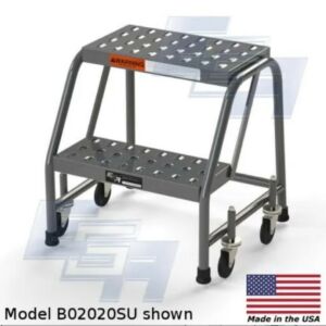 B2020SU+ Roll-EZY 2-Step Industrial Rolling Ladder, Ezy-Tread, All-Welded Steel, 21" W x 19" D x 20" H, 16"W Step. UPS Shipping, EGA Products
