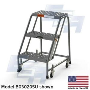 B3020SU+ Roll-EZY 3-Step Industrial Rolling Ladder, Ezy-Tread, All-Welded Steel, 21" W x 27" D x 30" H in, 16"W Step. UPS Shipping, EGA Products