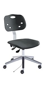 Chair; ISO 8, Polypropylene, Black, Cast Aluminum, 17" - 22", Ergonomic Backrest, Waterfall Seat, W/O Footring, ArmorSeat GGA-L-RC, BioFit