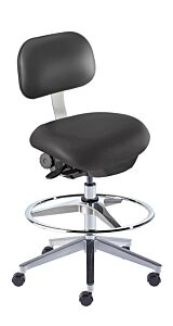 Chair; ISO 4, Vinyl, Pebble, Chrome-plated Metal, 25" - 30", Standard Backrest, Waterfall Seat, With Footring, Eton, ETA-H-RC, Biofit
