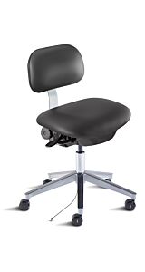 Chair; ISO 4, ESD Vinyl, Black, Chrome-plated Metal, 17" - 22", Standard Backrest, Standard Seat, W/O Footring, Bridgeport BTA-L-RK, Biofit