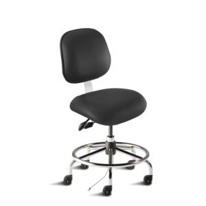 Chair; ISO 7, ISO 8, Vinyl, Black, Tubular Steel, 17" - 22", Ergonomic Backrest, Standard Seat, With Footring, Elite EES-L-RK, Biofit