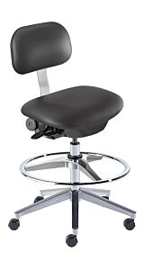 Chair; ISO 4, Vinyl, Black, Chrome-plated Metal, 17" - 22", Standard Backrest, Standard Seat, With Footring, Bridgeport BTA-L-RC, Biofit
