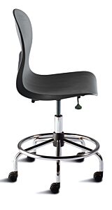 Chair; ISO 7, ISO 8, Polypropylene, Black, Tubular Steel, 20" - 27", Ergonomic Backrest, Waterfall Seat, With Footring, Skoop KXS-M-RC, Biofit