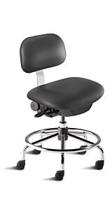 Chair; ISO 4, Vinyl, Black, Tubular Steel, 17" - 22", Standard Backrest, Standard Seat, With Footring, Bridgeport BTS-L-RC, Biofit