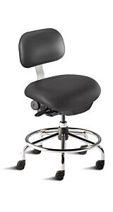 Chair; ISO 5, Vinyl, Black, Tubular Steel, 17" - 22", Standard Backrest, Waterfall Seat, With Footring, Eton ETS-L-RC, Biofit