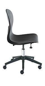 Chair; ISO 7, ISO 8, Polypropylene, Black, Chrome-plated Metal, 16" - 21", Ergonomic Backrest, Waterfall Seat, W/O Footring, Skoop KXR-L-RC, Biofit