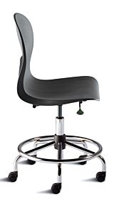 Chair; ISO 7, ISO 8, Polypropylene, Black, Tubular Steel, 17" - 21", Ergonomic Backrest, Waterfall Seat, With Footring, Skoop KXS-L-RC, Biofit