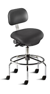 Chair; ISO 5, Vinyl, Black, Tubular Steel, 29" - 32", Standard Backrest, Waterfall Seat, With Footring, Eton ETS-H-RC, Biofit