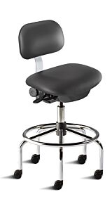 Chair; ISO 4, Vinyl, Black, Tubular Steel, 27" - 32", Standard Backrest, Standard Seat, With Footring, Bridgeport BTS-H-RC, Biofit