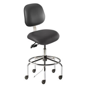 Chair; ISO 7, ISO 8, Vinyl, Black, Tubular Steel, 27" - 32", Ergonomic Backrest, Standard Seat, With Footring, Elite EES-H-RK, Biofit