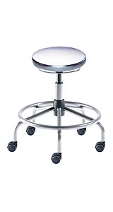 Stool; ISO 8, Tubular Steel, Tubular Steel, 14" - 19", Safety Casters, With Footring, Traxx TXS-L-RC, Biofit