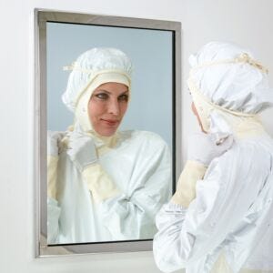 Mirror; BioSafe®, 24" W x 48" H, Wall Mount, Framed
