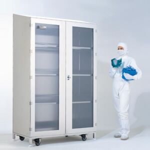 Storage Cabinet; High Security, 304 SS, 47" W x 20" D x 72" H, 2 Doors, FM 4910 SDPVC Windows