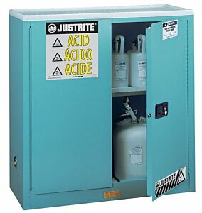 Justrite 893002 Sure-Grip Ex Benchtop Corrosive Acid Safety Cabinet; Manual Double Door, 43" W x 18" D x 44" H, Blue