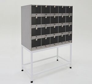Dispenser; Stocking and Kitting, 304 Stainless Steel, 50.36" W x 24.24" D x 40.96" H, 20 Compartments, Benchtop
