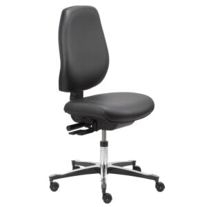 Chair; ISO 5, Vinyl, Black, Polished Aluminum, 16" - 21", Ergonomic Backrest, Waterfall Seat, W/O Footring, Tec Line SP1361, Dauphin