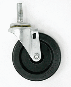 Caster; 4" diameter, Medium Duty, Rubber Wheel, Zinc Plated, no Brake