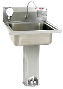 Eagle Pedestal Sink; USP 797, 304 Stainless Steel, Foot Pedal, 19.75"L x 15.75"W x 8.875"H Bowl