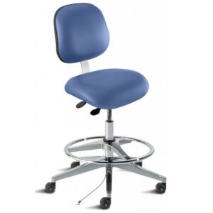 Chair; ISO 8, ESD Blue, Aluminum, 22" - 32", With Footring, Elite EEA-H-RK, BioFit