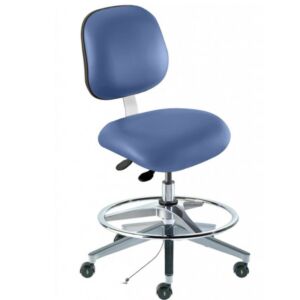 Chair; ISO 8, ESD Blue, Aluminum, 19" - 26", With Footring, Elite EEA-M-RK, BioFit