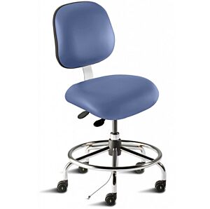 Chair; ISO 8, ESD Blue, Tubular Steel, 18" - 22", With Footring, Elite EES-L-RK, BioFit