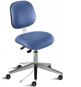 Chair; ISO 8, ESD Blue, Aluminum, 17" - 22", W/O Footring, Elite EEW-L-RK, BioFit